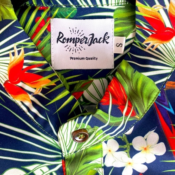 Romper Jack Men’s Tropical Hawaiian Floral One Piece Romper Jumpsuit Set sz S - Picture 9 of 13